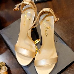 Lulu's: Taylor Gold Ankle Strap Heels